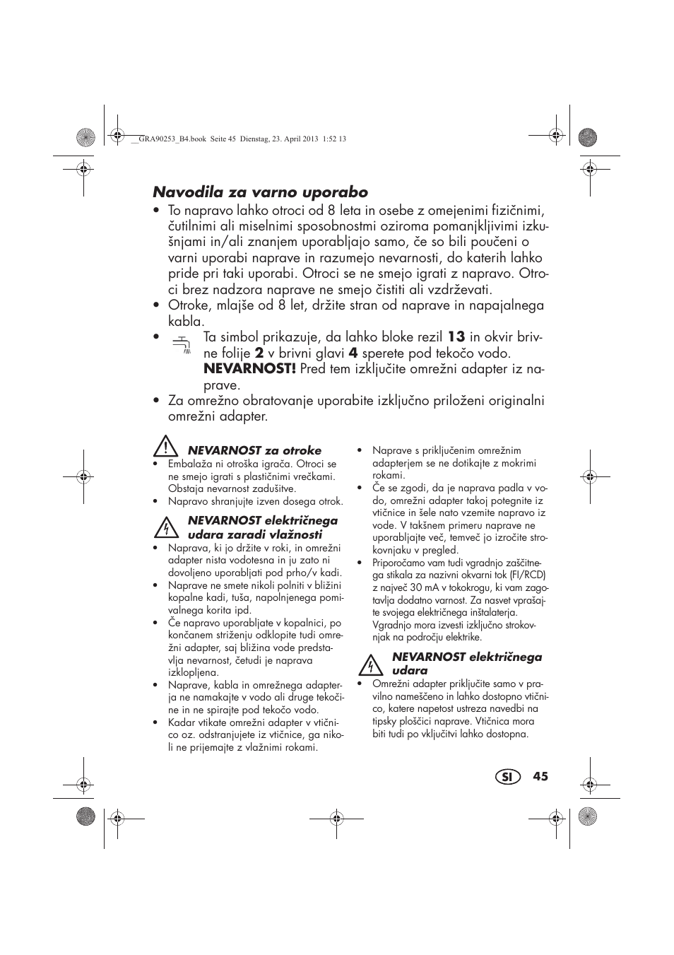 Navodila za varno uporabo | Silvercrest SFR 1200 A1 User Manual | Page 47 / 94