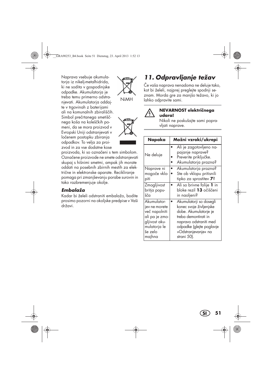 Odpravljanje težav | Silvercrest SFR 1200 A1 User Manual | Page 53 / 94