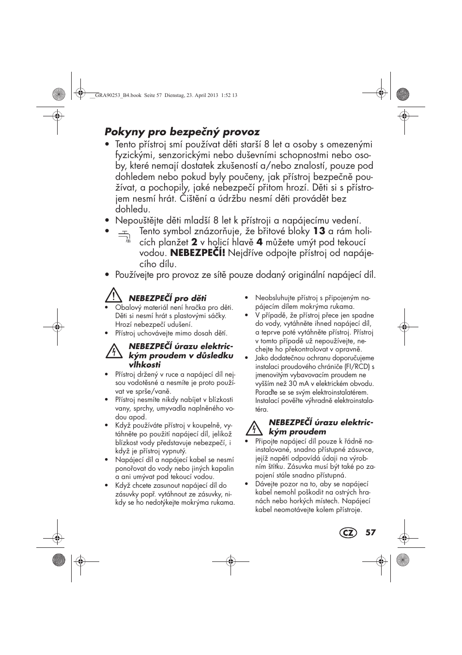 Pokyny pro bezpený provoz | Silvercrest SFR 1200 A1 User Manual | Page 59 / 94