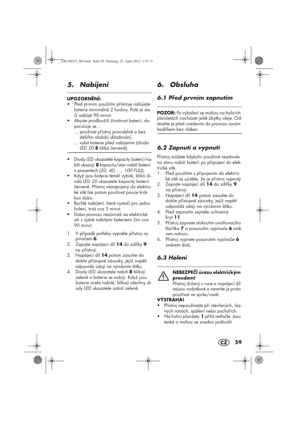 Nabíjení, Obsluha | Silvercrest SFR 1200 A1 User Manual | Page 61 / 94