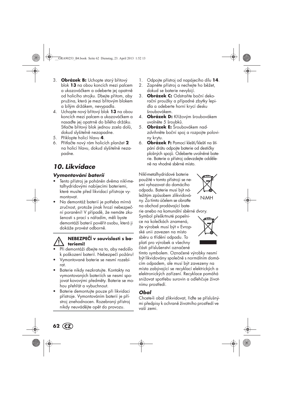 Likvidace | Silvercrest SFR 1200 A1 User Manual | Page 64 / 94