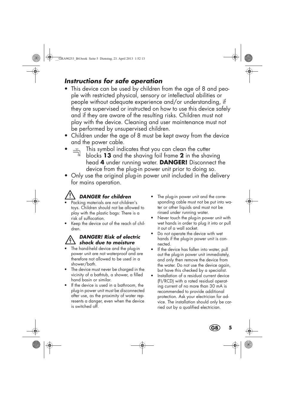 Instructions for safe operation | Silvercrest SFR 1200 A1 User Manual | Page 7 / 94