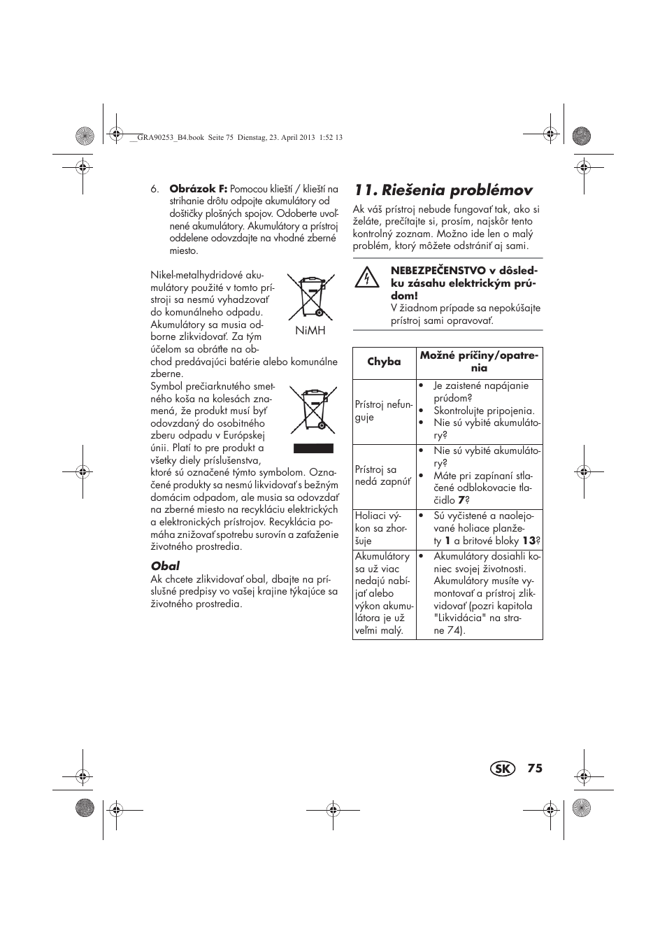 Riešenia problémov | Silvercrest SFR 1200 A1 User Manual | Page 77 / 94