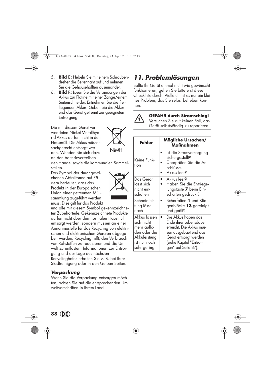 Problemlösungen | Silvercrest SFR 1200 A1 User Manual | Page 90 / 94