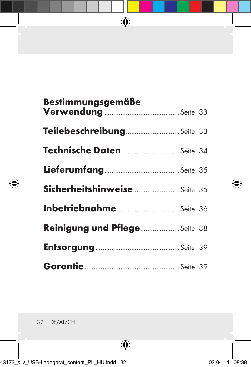 Bestimmungsgemäße verwendung, Teilebeschreibung, Technische daten | Lieferumfang, Sicherheitshinweise, Inbetriebnahme, Reinigung und pflege, Entsorgung, Garantie | Silvercrest Z32144A-BS/ Z32144B-BS User Manual | Page 32 / 41