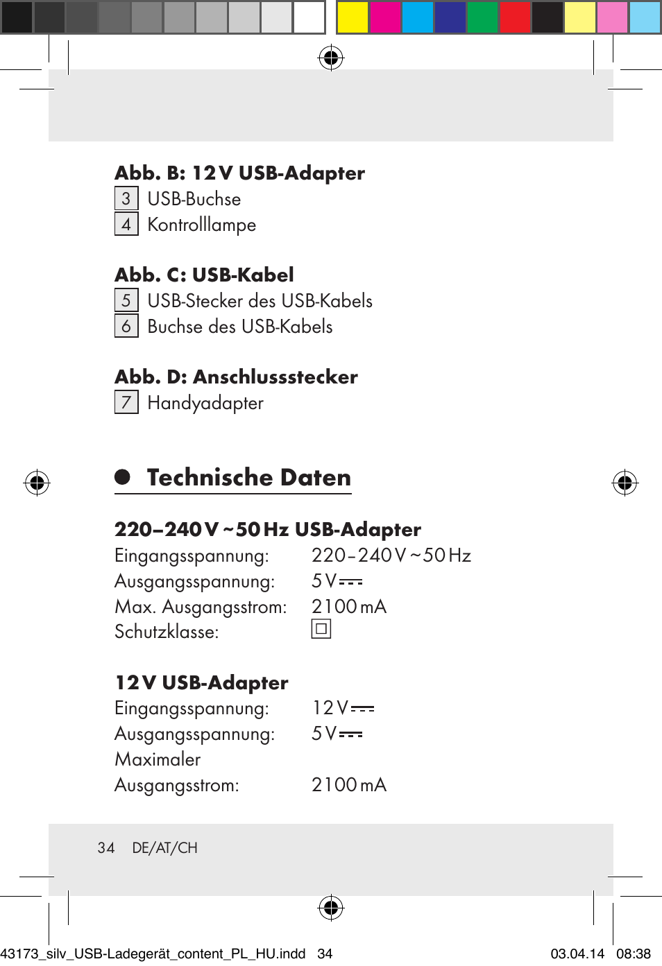 Technische daten | Silvercrest Z32144A-BS/ Z32144B-BS User Manual | Page 34 / 41