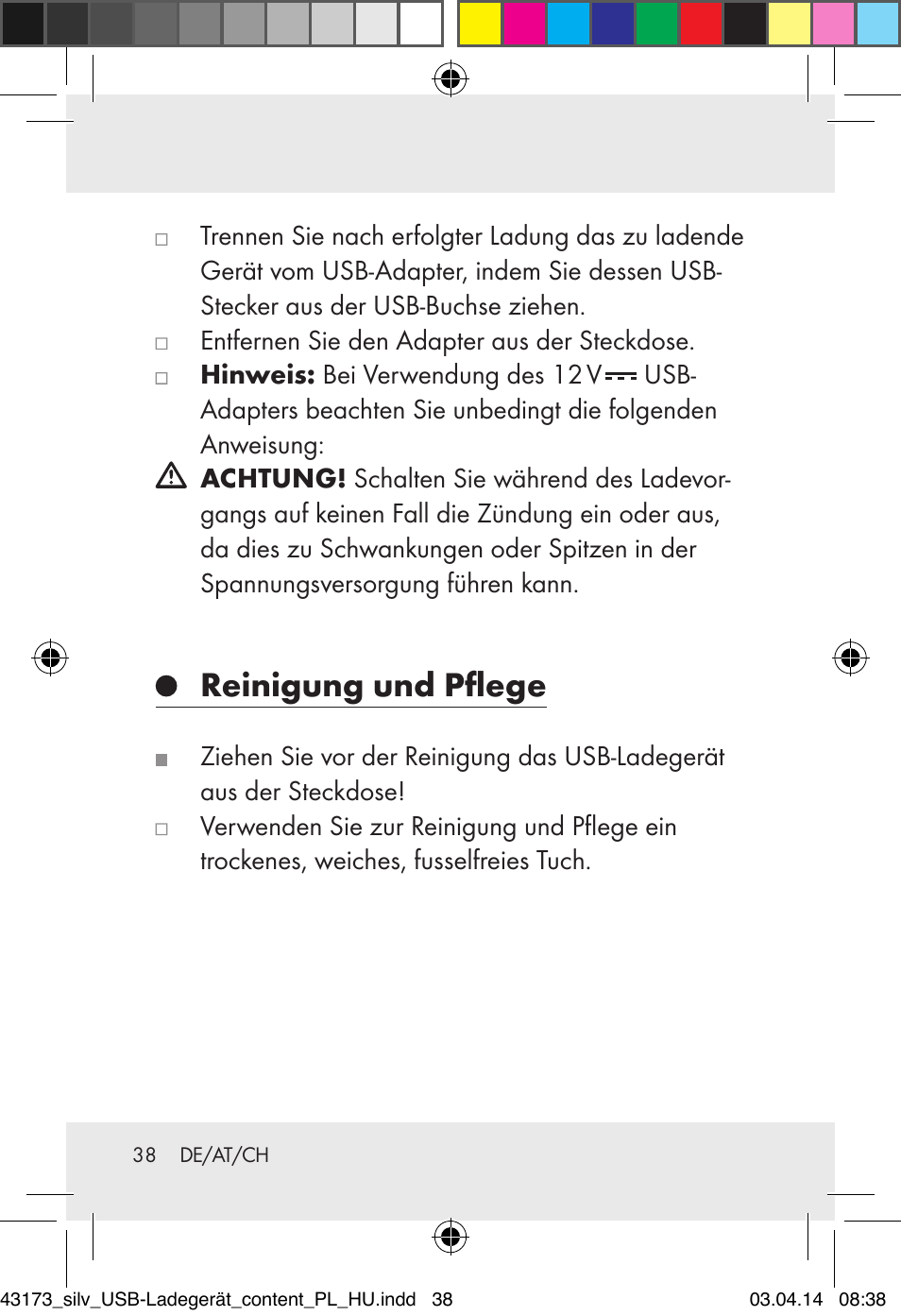 Reinigung und pflege | Silvercrest Z32144A-BS/ Z32144B-BS User Manual | Page 38 / 41