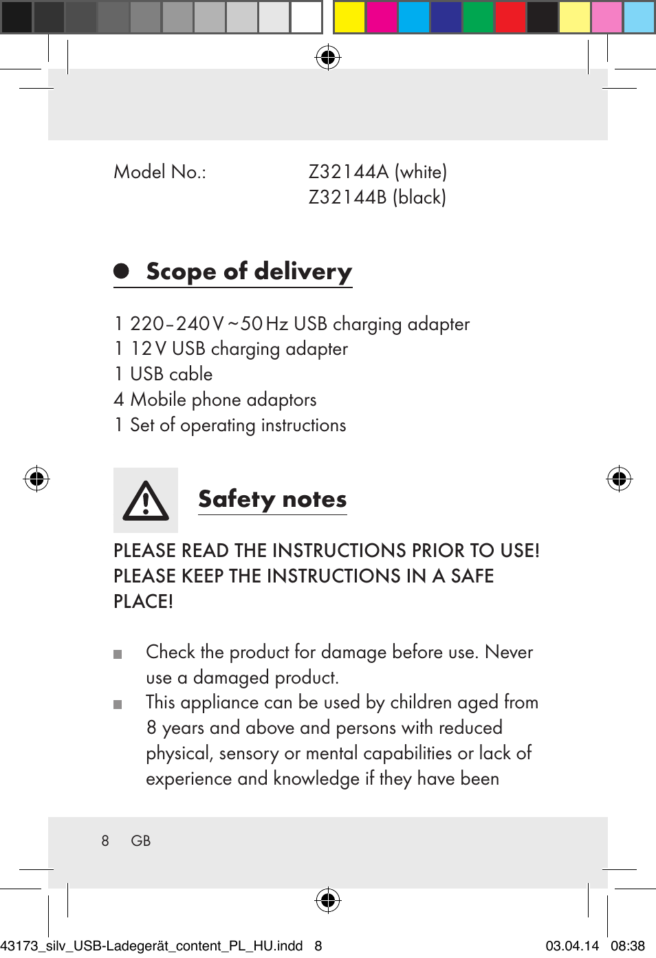 Scope of delivery | Silvercrest Z32144A-BS/ Z32144B-BS User Manual | Page 8 / 41