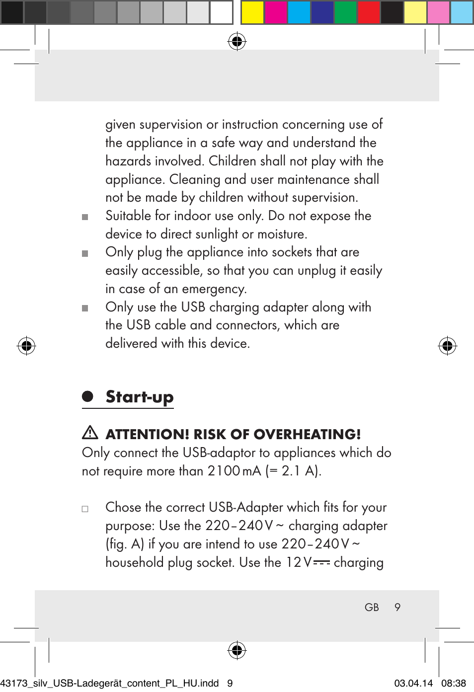 Start-up | Silvercrest Z32144A-BS/ Z32144B-BS User Manual | Page 9 / 41