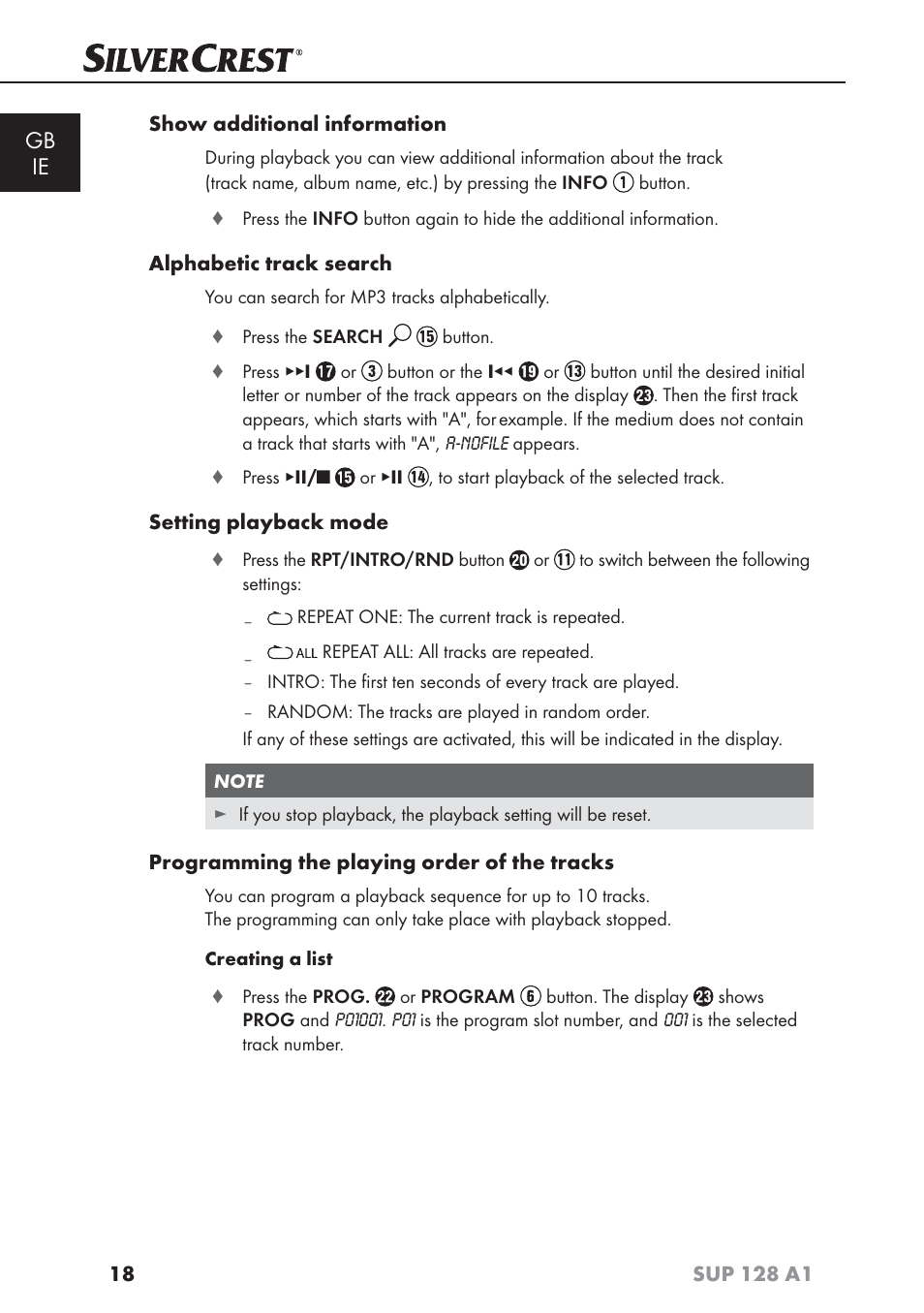 Gb ie | Silvercrest SUP 128 A1 User Manual | Page 21 / 107