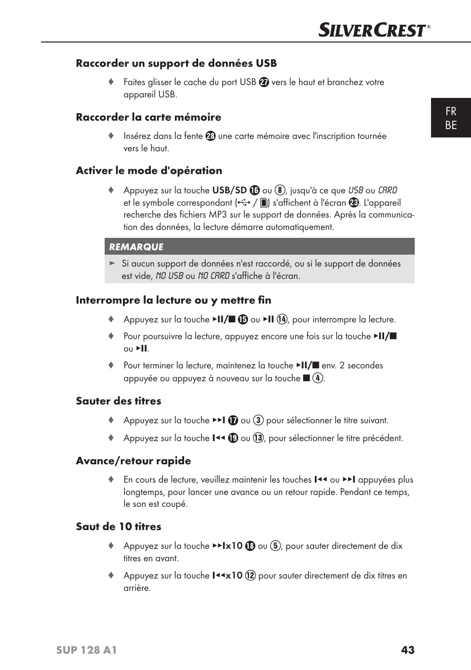 Fr be | Silvercrest SUP 128 A1 User Manual | Page 46 / 107