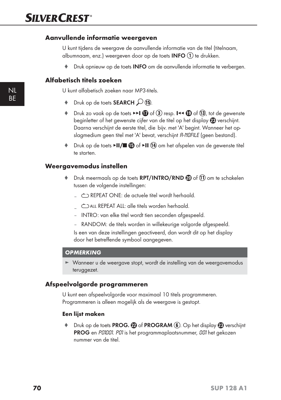 Nl be | Silvercrest SUP 128 A1 User Manual | Page 73 / 107