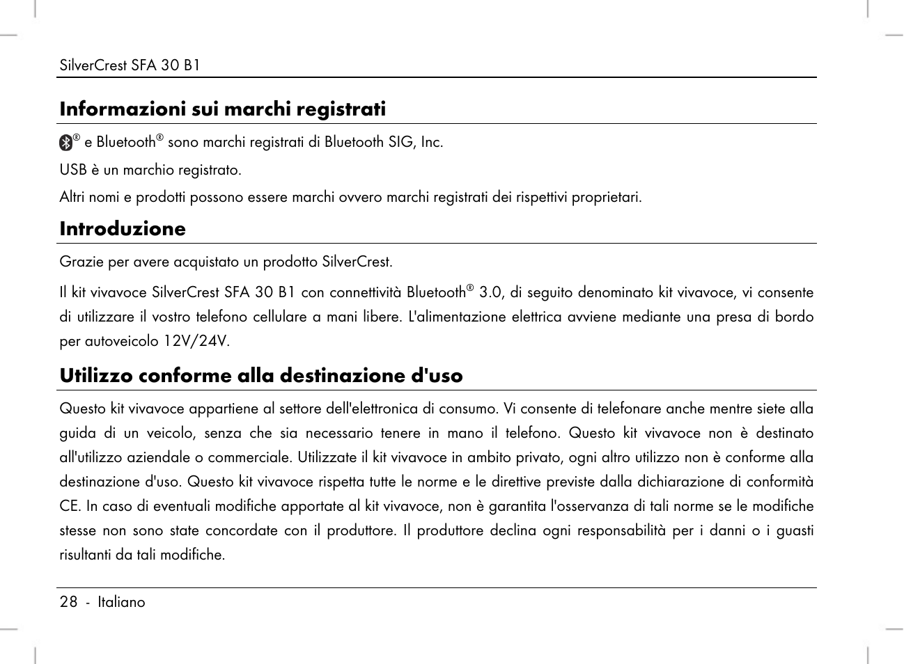 Informazioni sui marchi registrati, Introduzione, Utilizzo conforme alla destinazione d'uso | Silvercrest SFA 30 B1 User Manual | Page 30 / 120