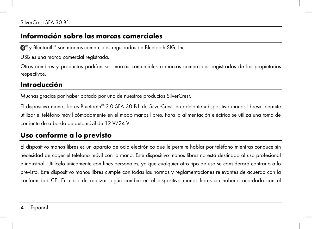 Información sobre las marcas comerciales, Introducción, Uso conforme a lo previsto | Silvercrest SFA 30 B1 User Manual | Page 6 / 120
