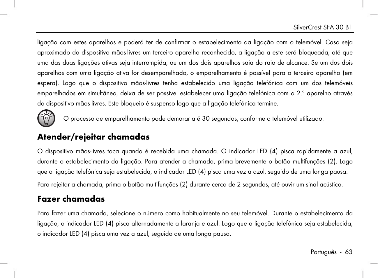 Atender/rejeitar chamadas, Fazer chamadas | Silvercrest SFA 30 B1 User Manual | Page 65 / 120