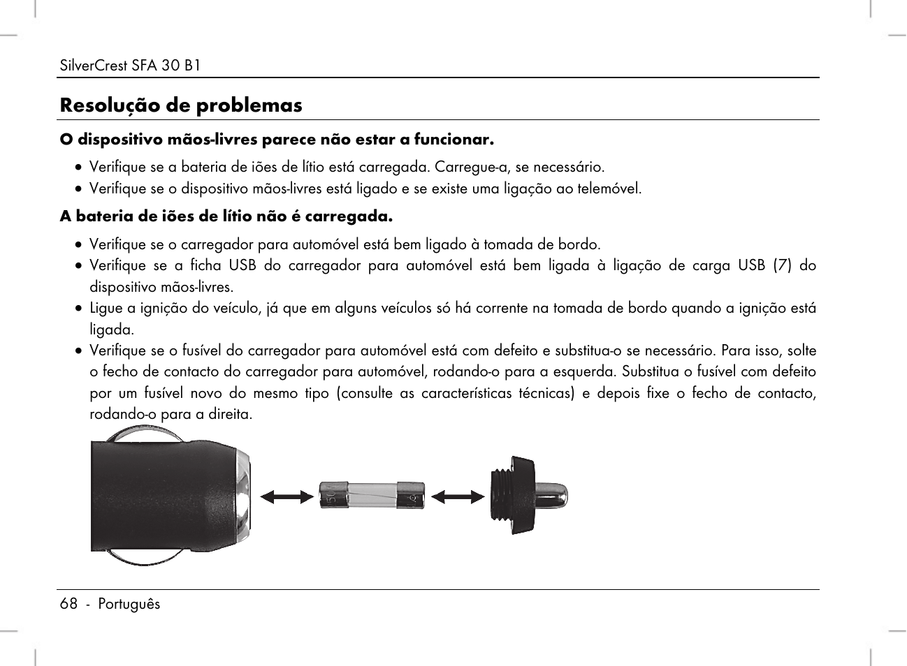 Resolução de problemas | Silvercrest SFA 30 B1 User Manual | Page 70 / 120