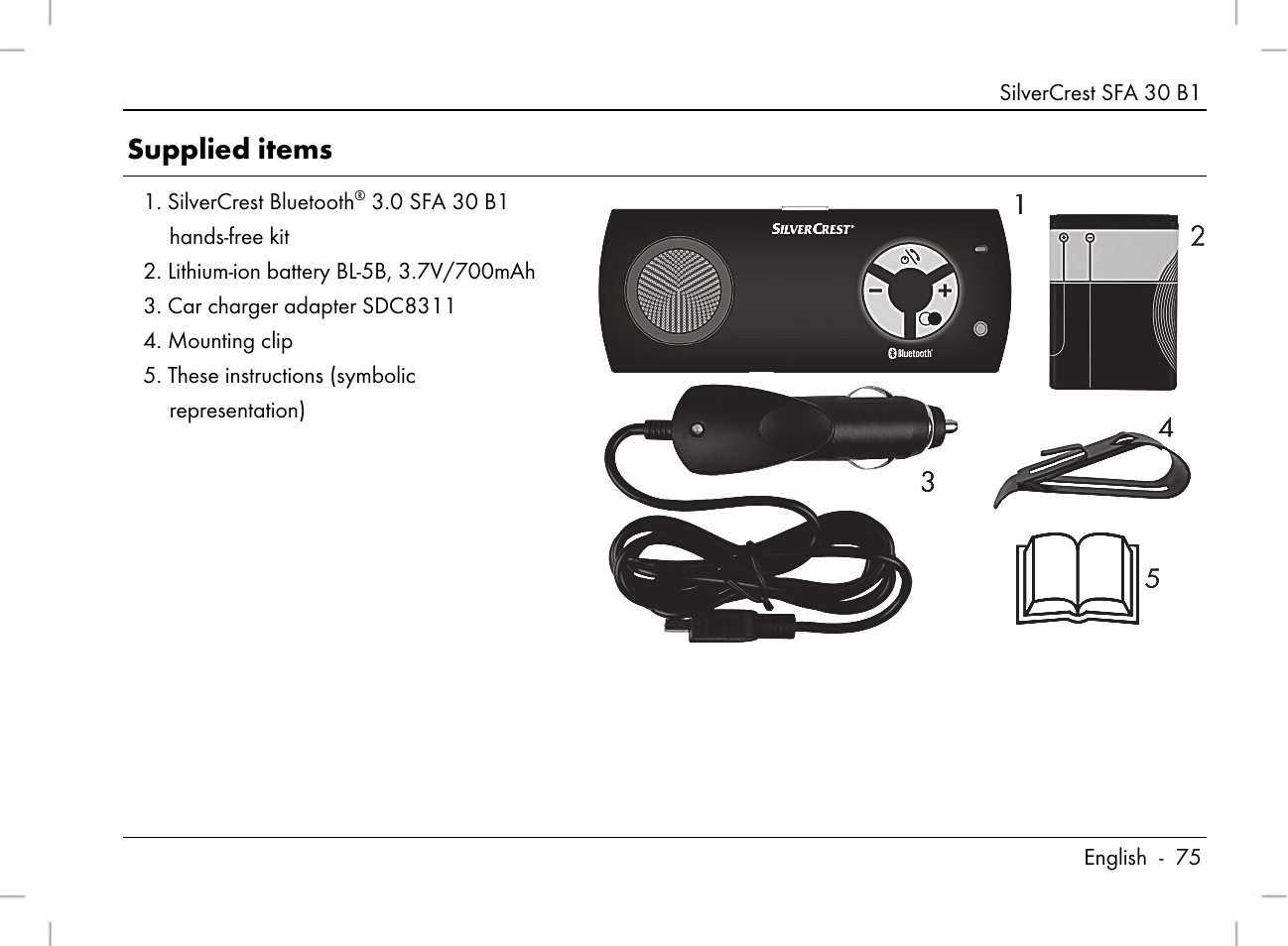 Supplied items | Silvercrest SFA 30 B1 User Manual | Page 77 / 120