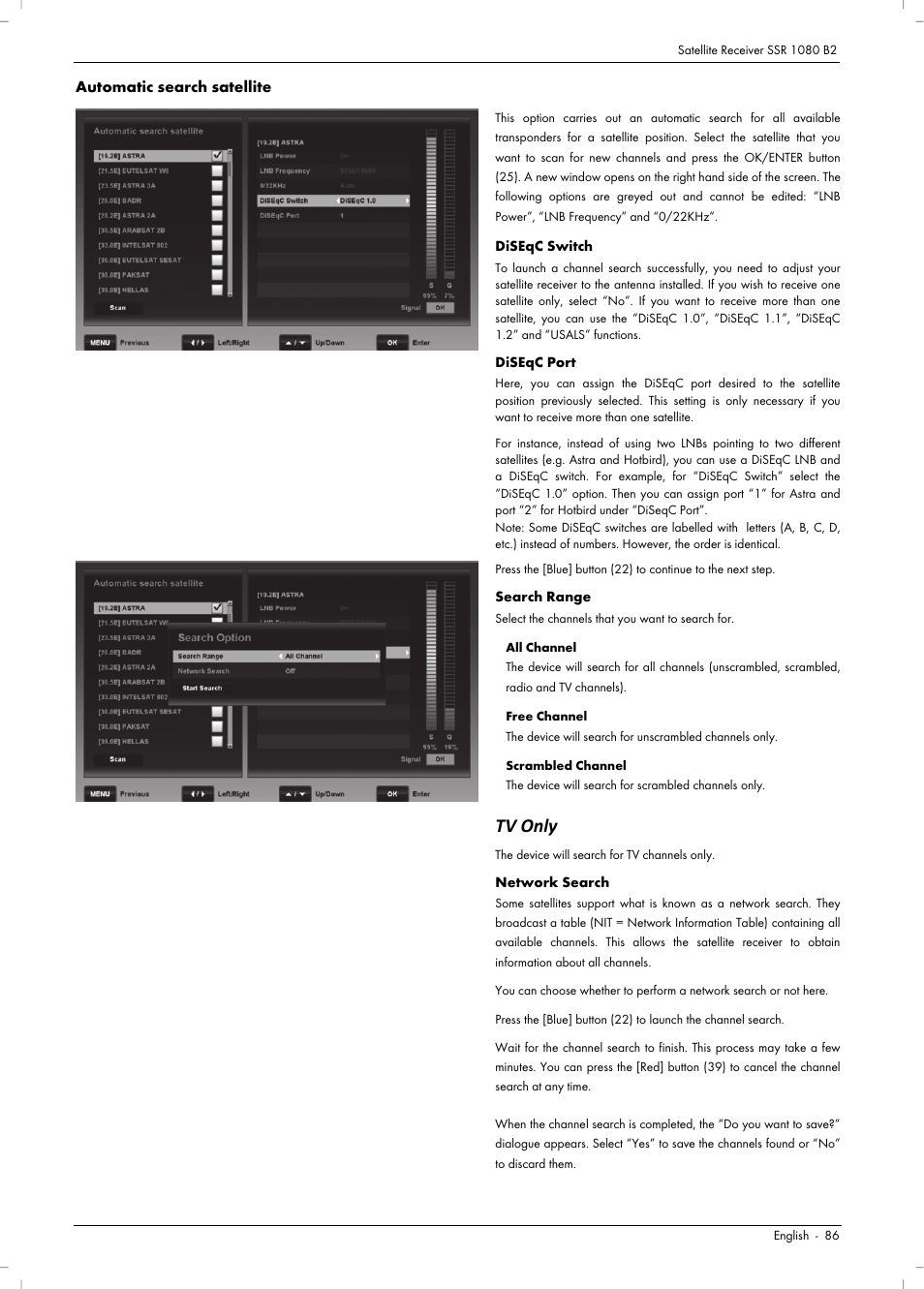 Tv only | Silvercrest SSR 1080 B2 User Manual | Page 88 / 106