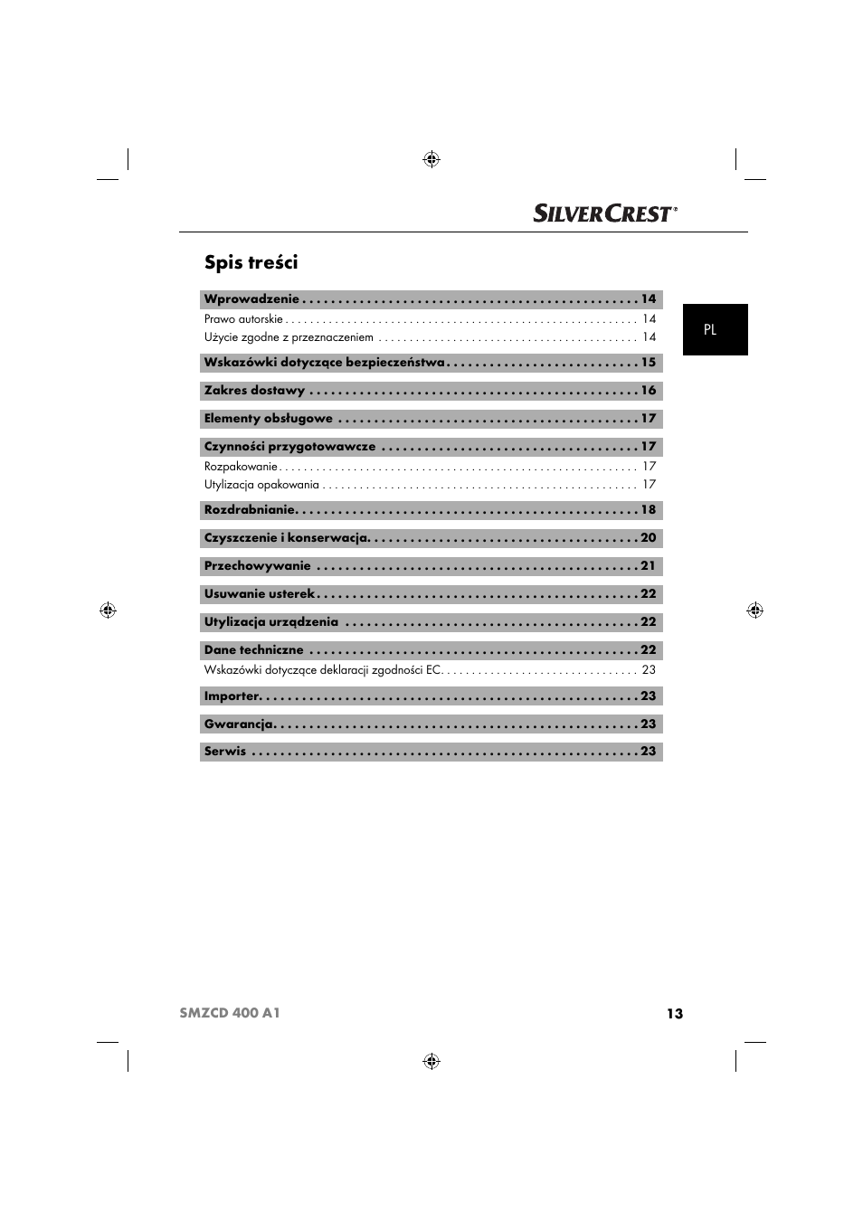 Silvercrest SMZCD 400 A1 User Manual | Page 16 / 63