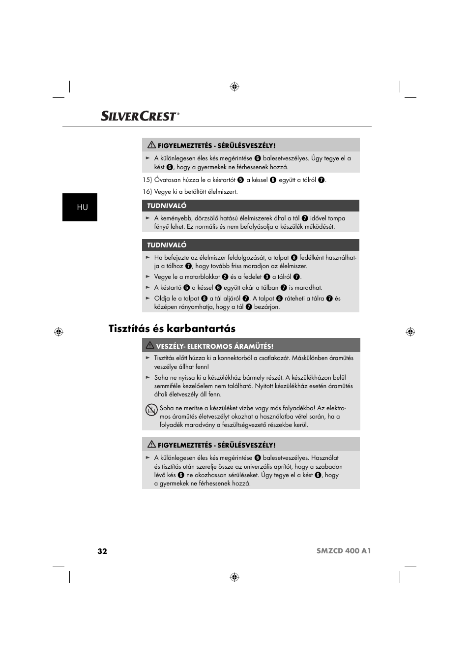 Tisztítás és karbantartás | Silvercrest SMZCD 400 A1 User Manual | Page 35 / 63