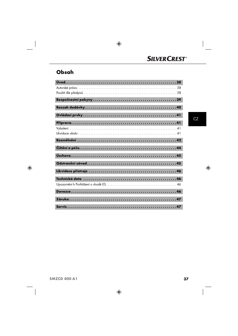 Silvercrest SMZCD 400 A1 User Manual | Page 40 / 63