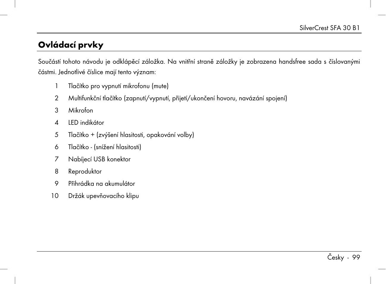 Ovládací prvky | Silvercrest SFA 30 B1 User Manual | Page 101 / 166
