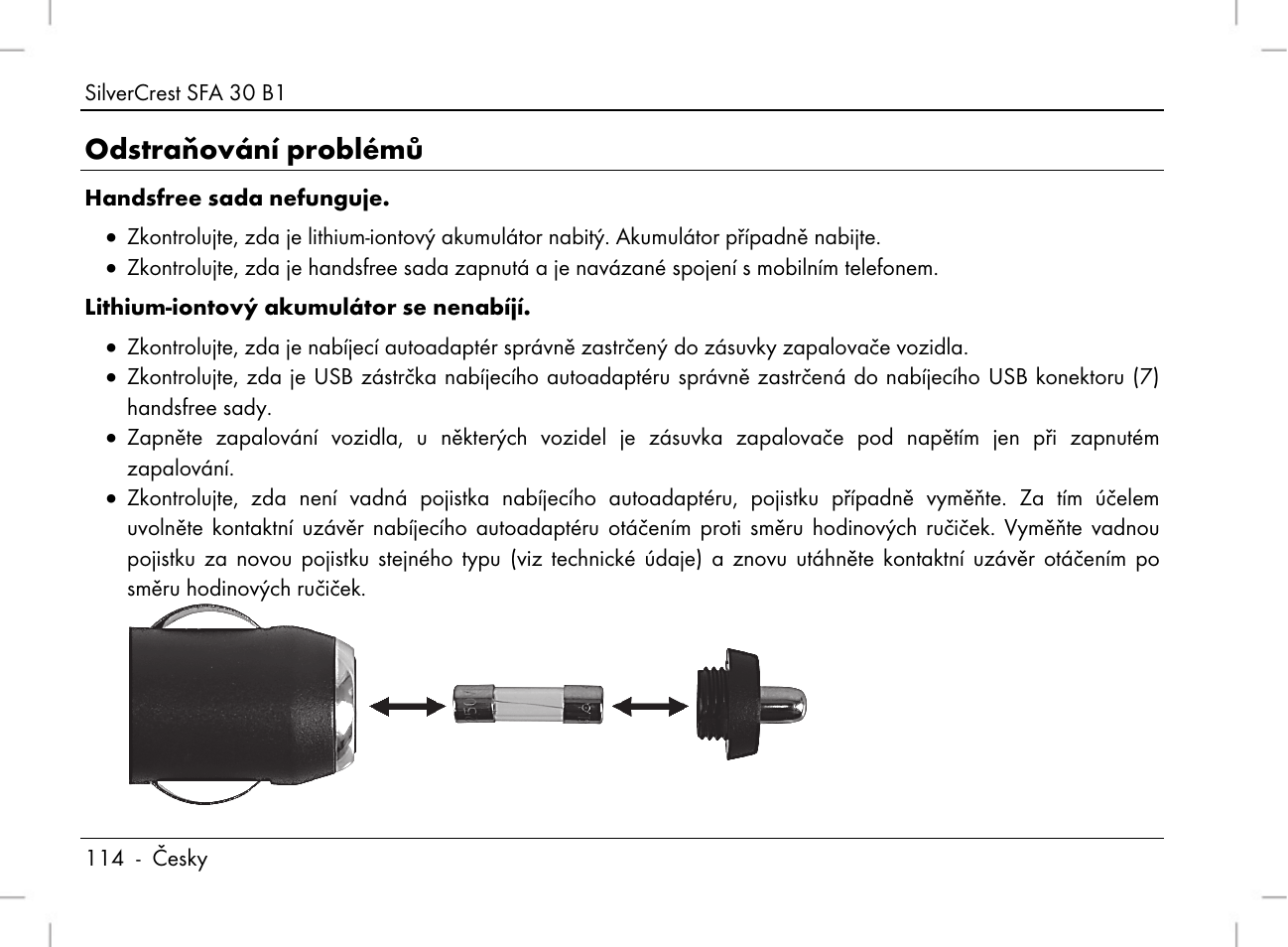 Odstraňování problémů | Silvercrest SFA 30 B1 User Manual | Page 116 / 166
