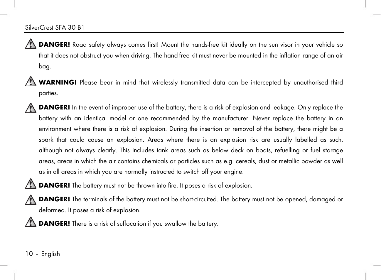 Silvercrest SFA 30 B1 User Manual | Page 12 / 166