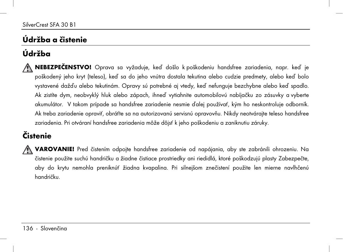 Údržba a čistenie údržba, Čistenie | Silvercrest SFA 30 B1 User Manual | Page 138 / 166