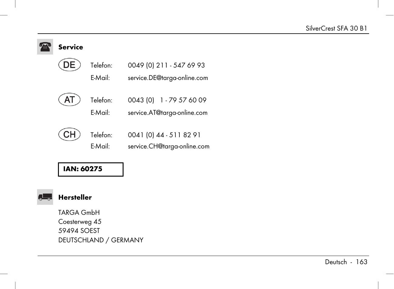 Silvercrest SFA 30 B1 User Manual | Page 165 / 166