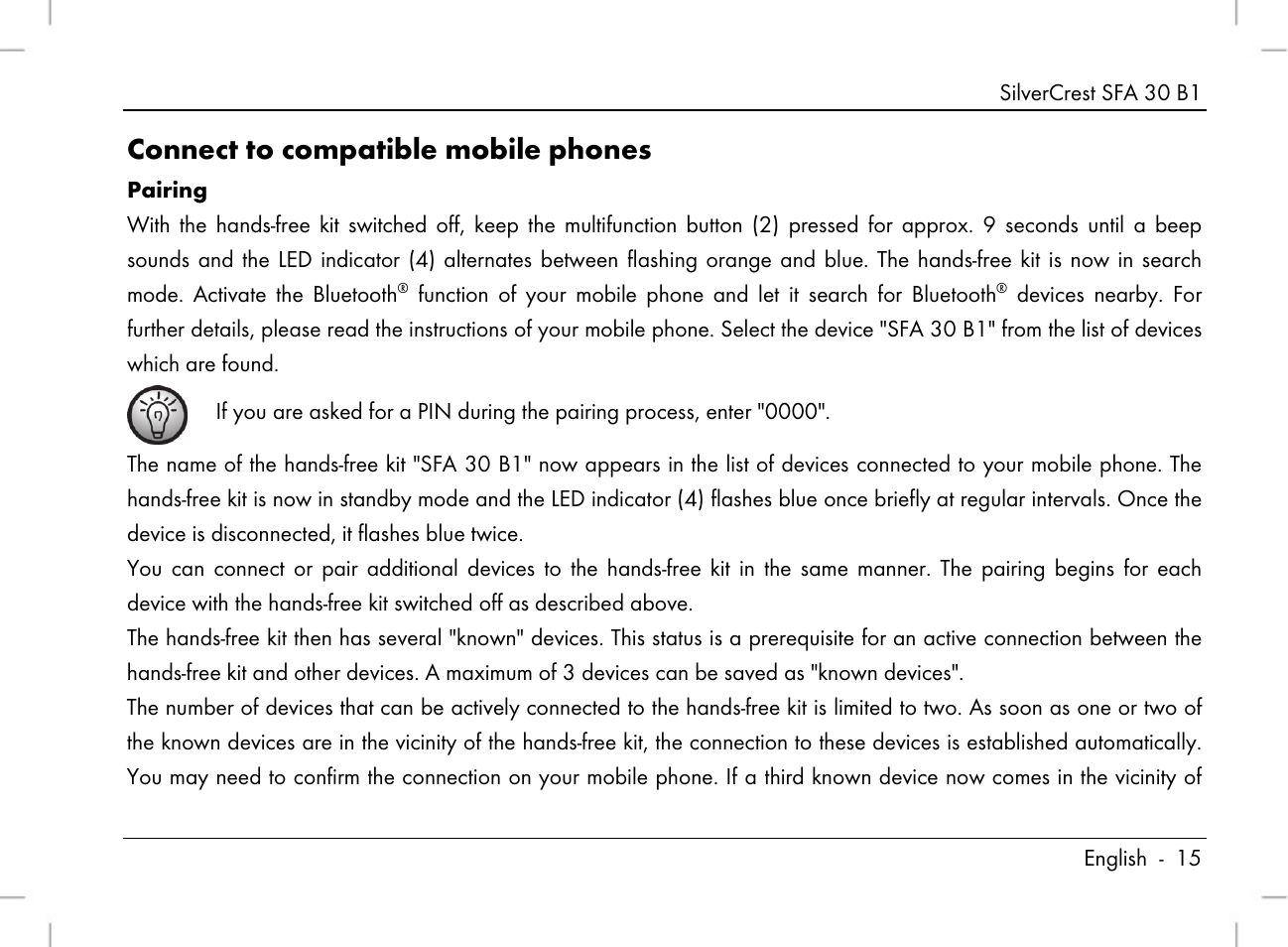 Connect to compatible mobile phones | Silvercrest SFA 30 B1 User Manual | Page 17 / 166
