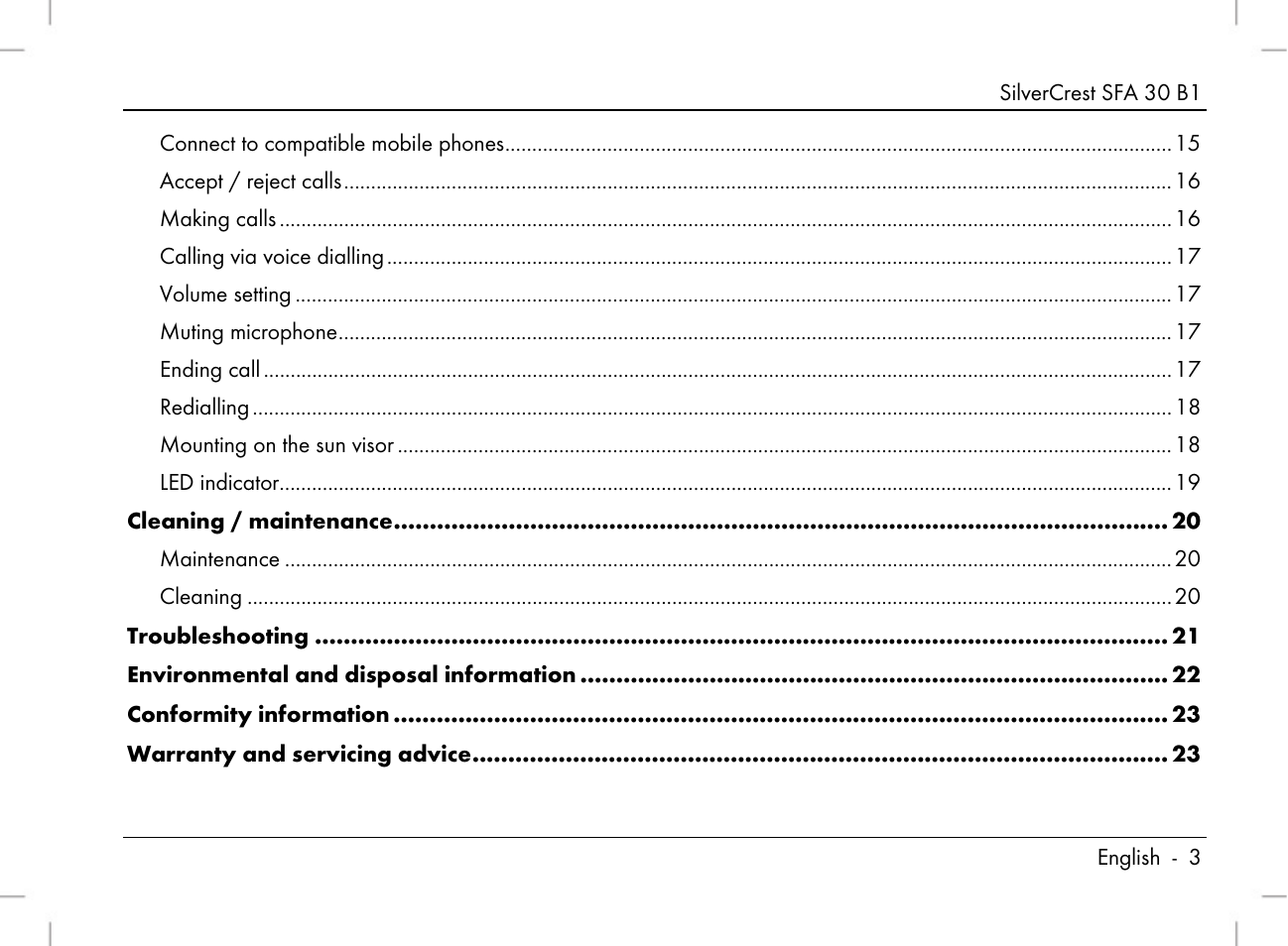 Silvercrest SFA 30 B1 User Manual | Page 5 / 166