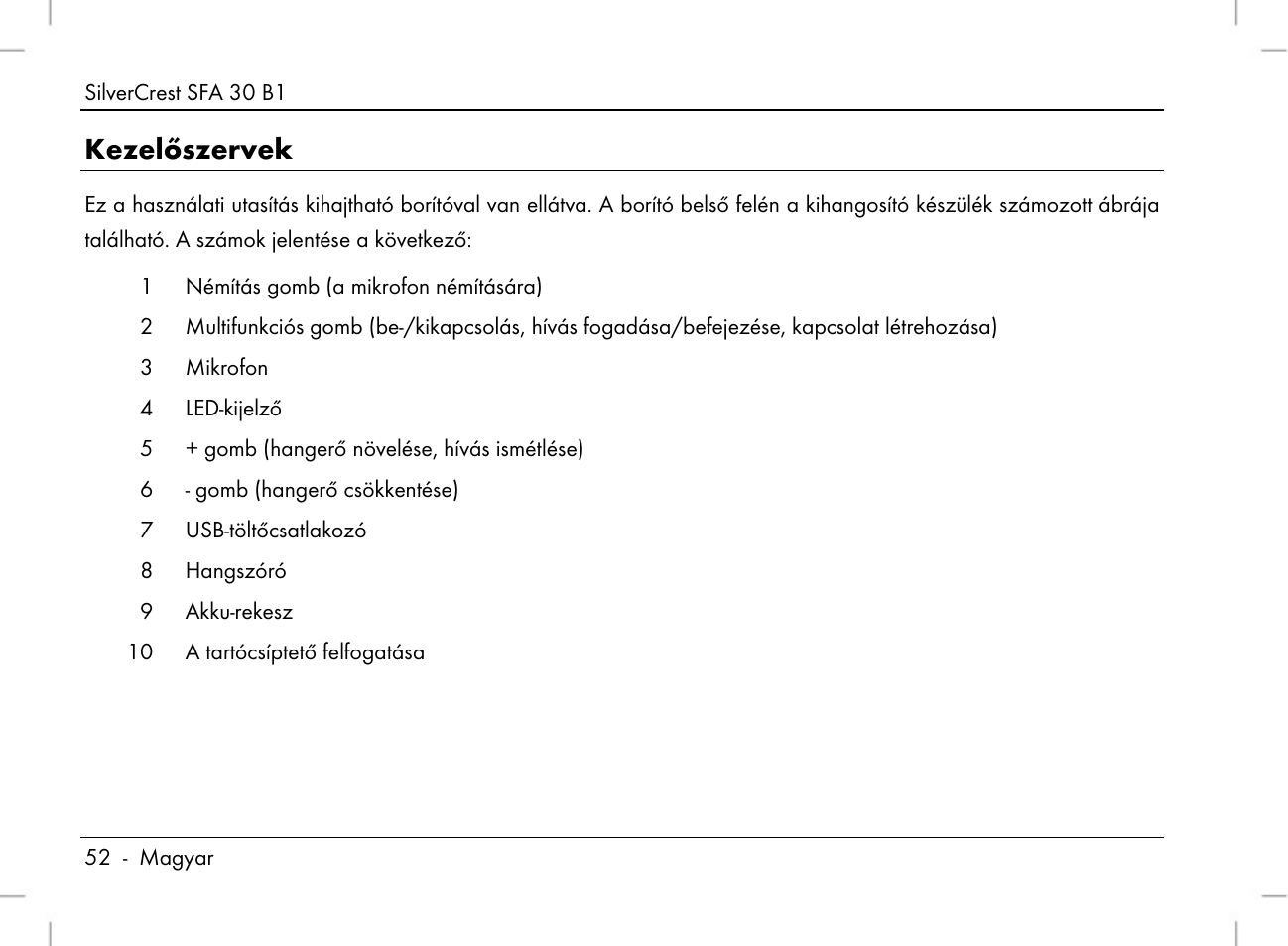 Kezelőszervek | Silvercrest SFA 30 B1 User Manual | Page 54 / 166