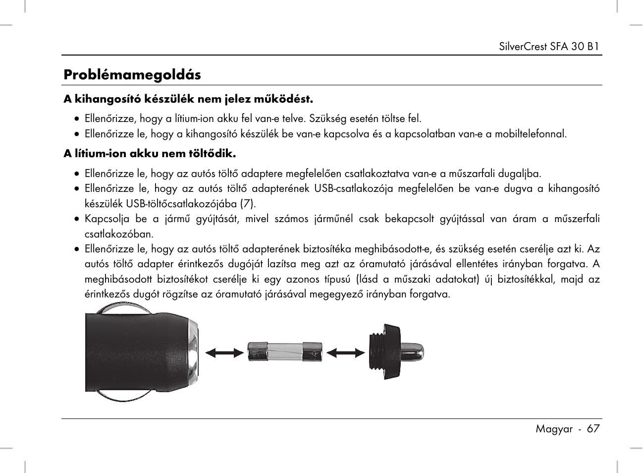 Problémamegoldás | Silvercrest SFA 30 B1 User Manual | Page 69 / 166