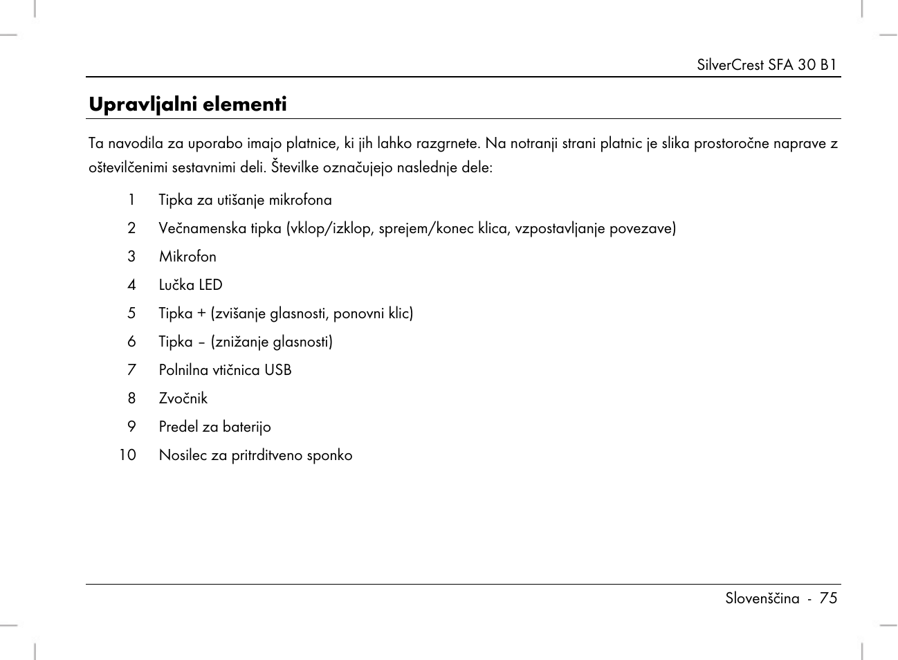 Upravljalni elementi | Silvercrest SFA 30 B1 User Manual | Page 77 / 166