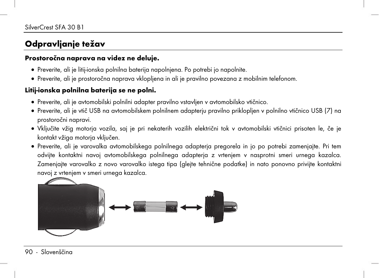 Odpravljanje težav | Silvercrest SFA 30 B1 User Manual | Page 92 / 166