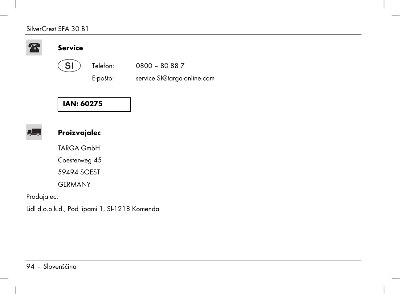 Silvercrest SFA 30 B1 User Manual | Page 96 / 166