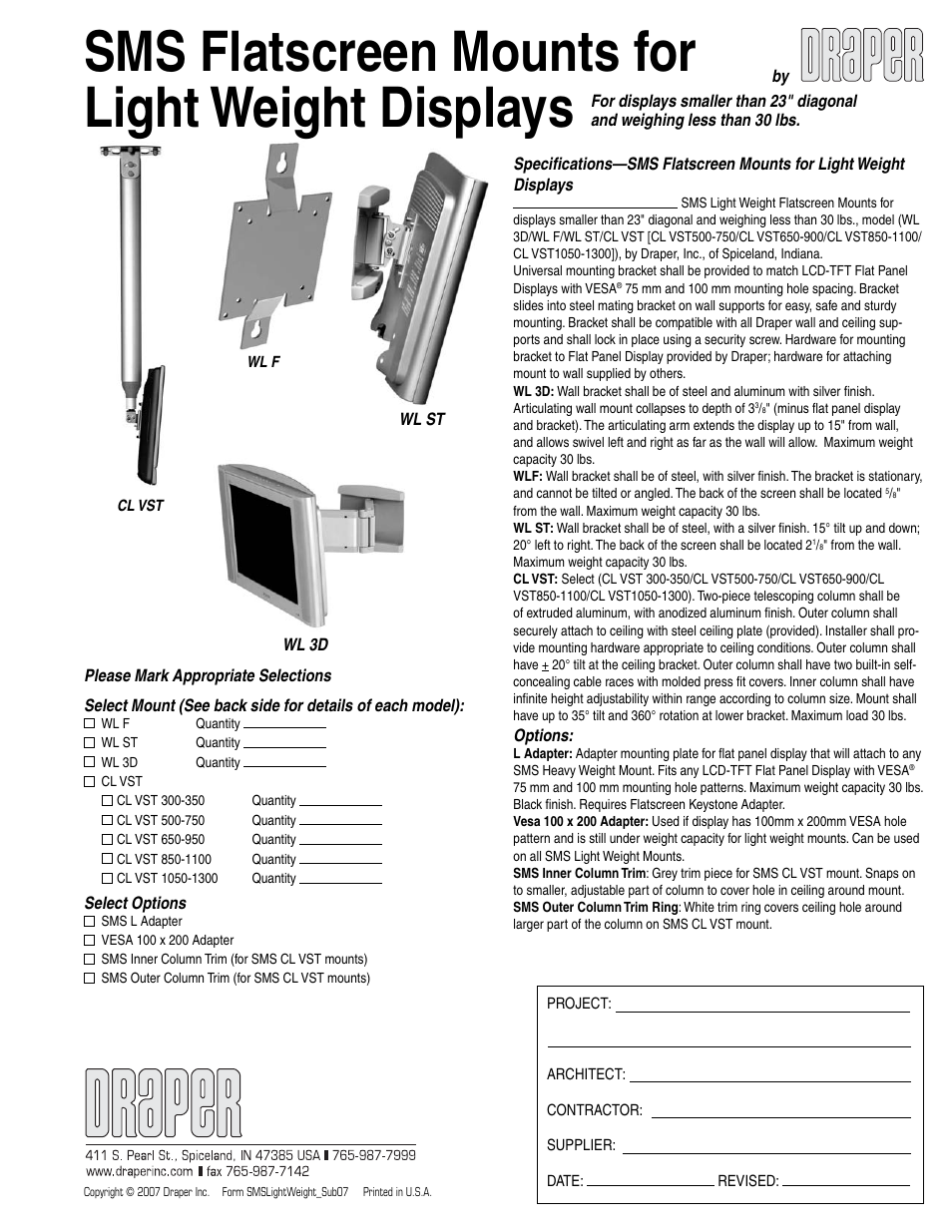 Draper CL VST 1050-1300 User Manual | 2 pages