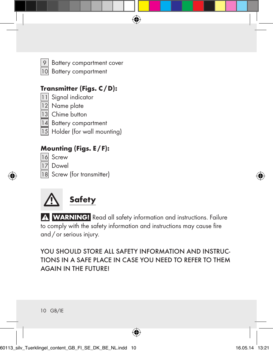 Safety | Silvercrest Z32155 User Manual | Page 10 / 101