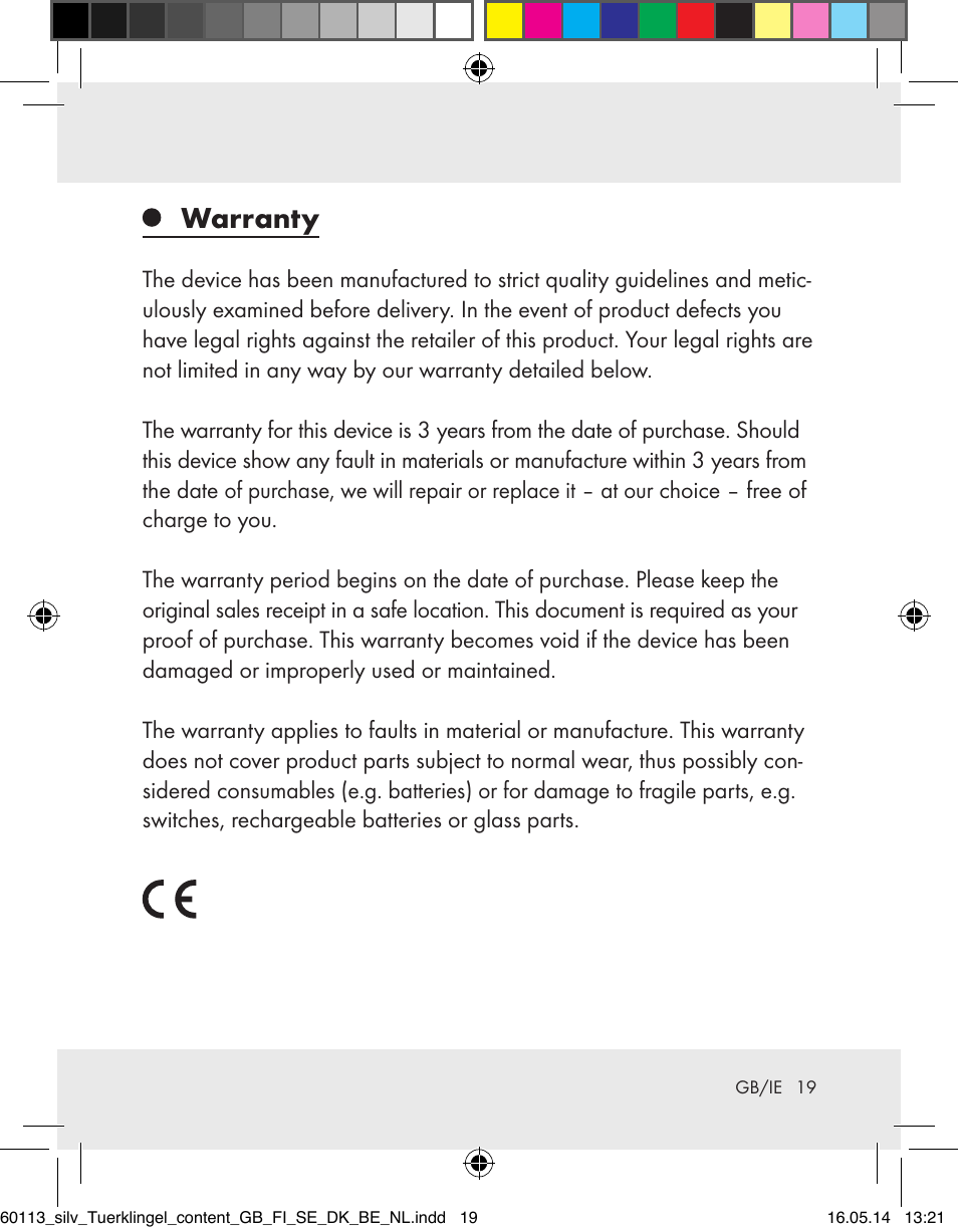 Warranty | Silvercrest Z32155 User Manual | Page 19 / 101