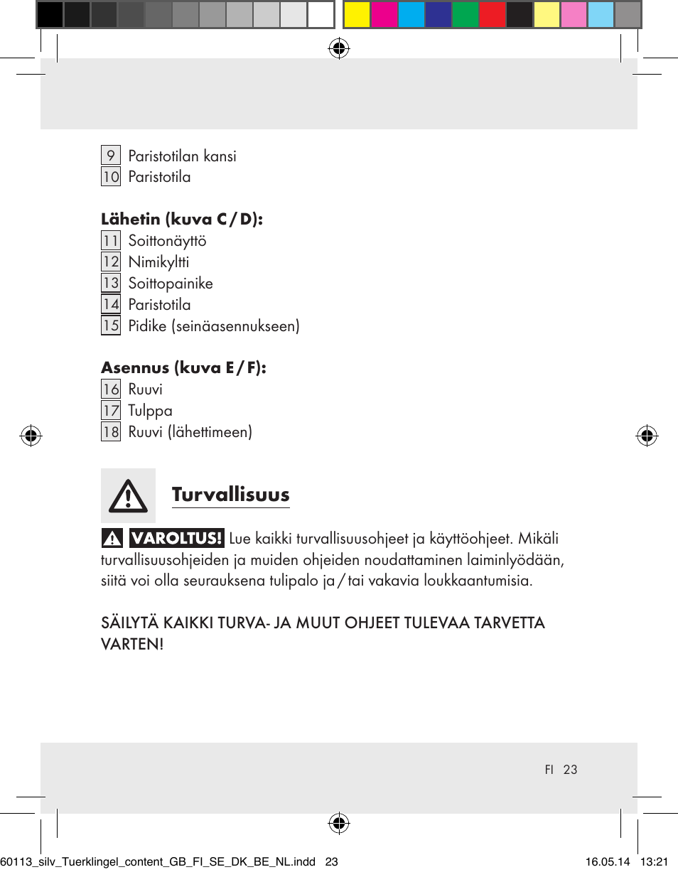 Turvallisuus | Silvercrest Z32155 User Manual | Page 23 / 101