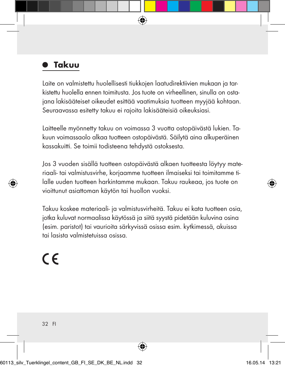 Takuu | Silvercrest Z32155 User Manual | Page 32 / 101