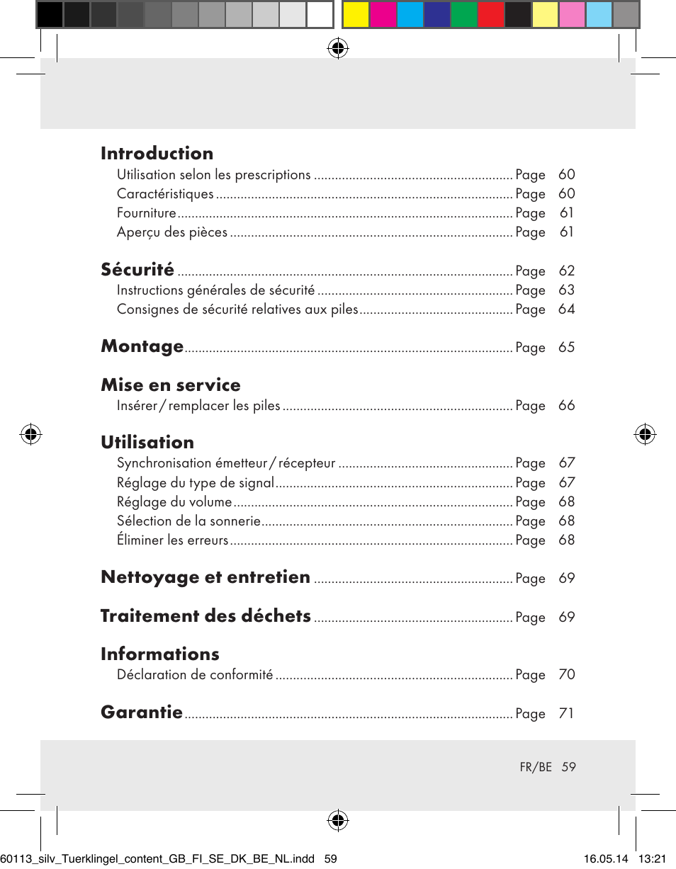 Introduction, Sécurité, Montage | Mise en service, Utilisation, Nettoyage et entretien, Traitement des déchets, Informations, Garantie | Silvercrest Z32155 User Manual | Page 59 / 101