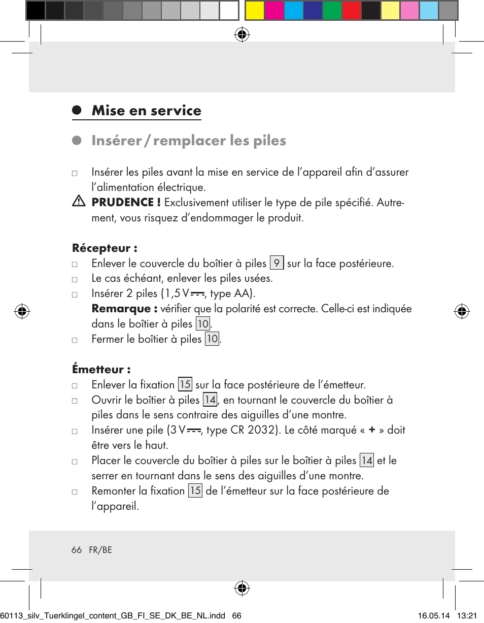 Mise en service insérer / remplacer les piles | Silvercrest Z32155 User Manual | Page 66 / 101