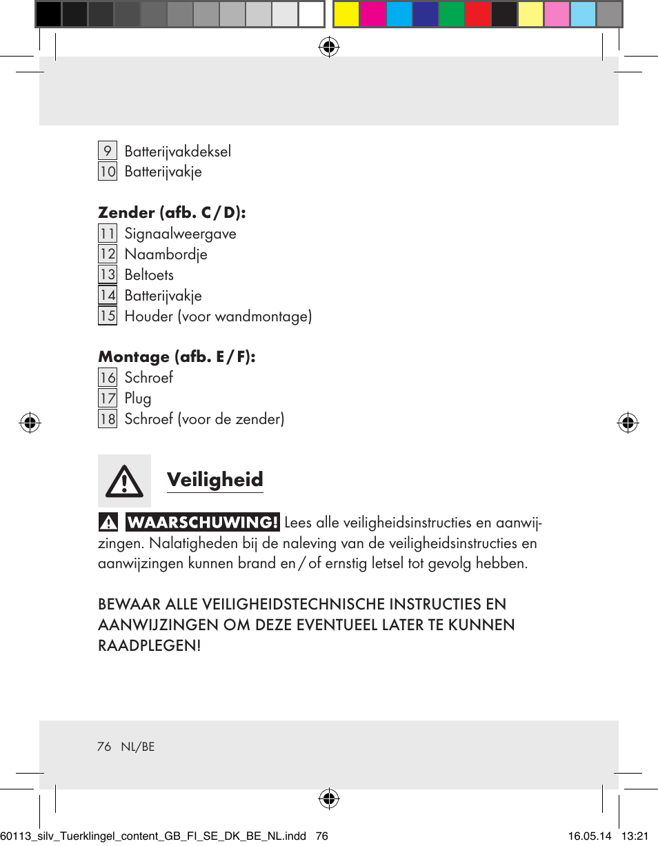 Veiligheid | Silvercrest Z32155 User Manual | Page 76 / 101