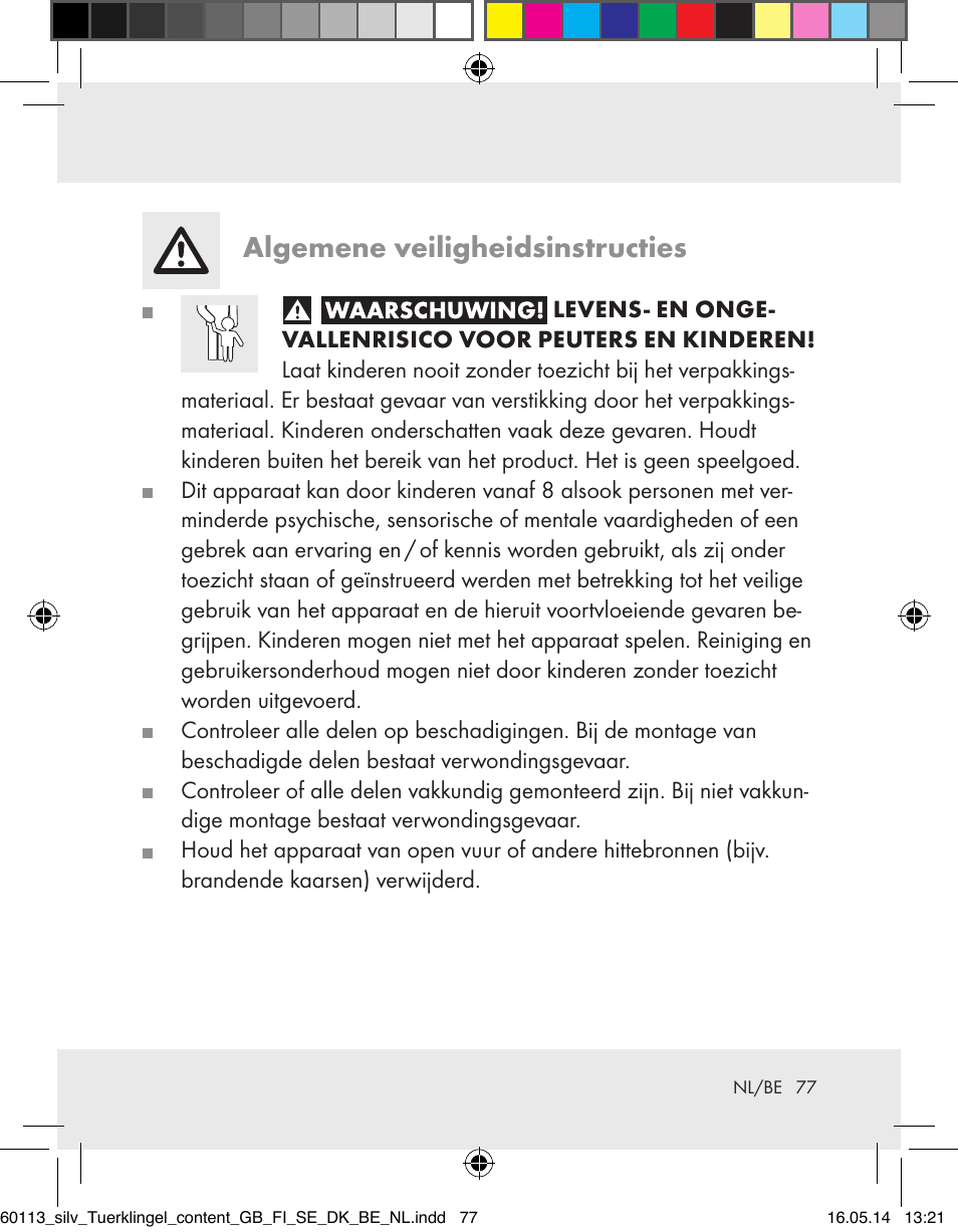 Algemene veiligheidsinstructies | Silvercrest Z32155 User Manual | Page 77 / 101