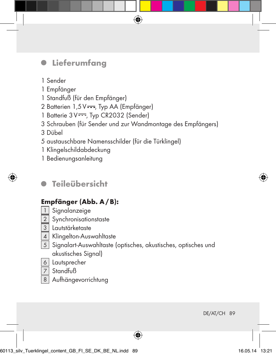 Lieferumfang, Teileübersicht | Silvercrest Z32155 User Manual | Page 89 / 101