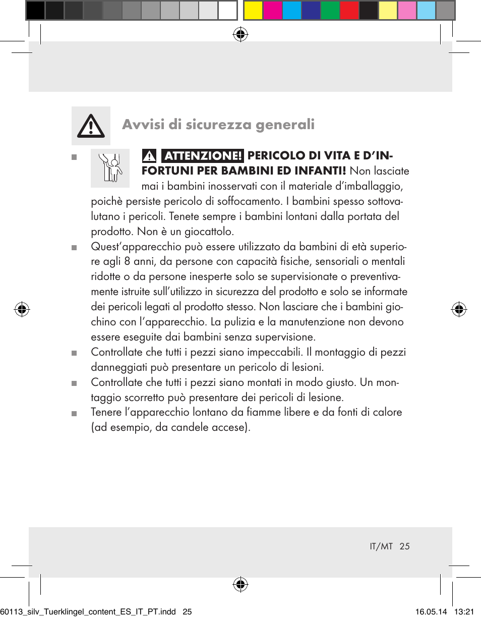 Avvisi di sicurezza generali | Silvercrest Z32155 User Manual | Page 25 / 76