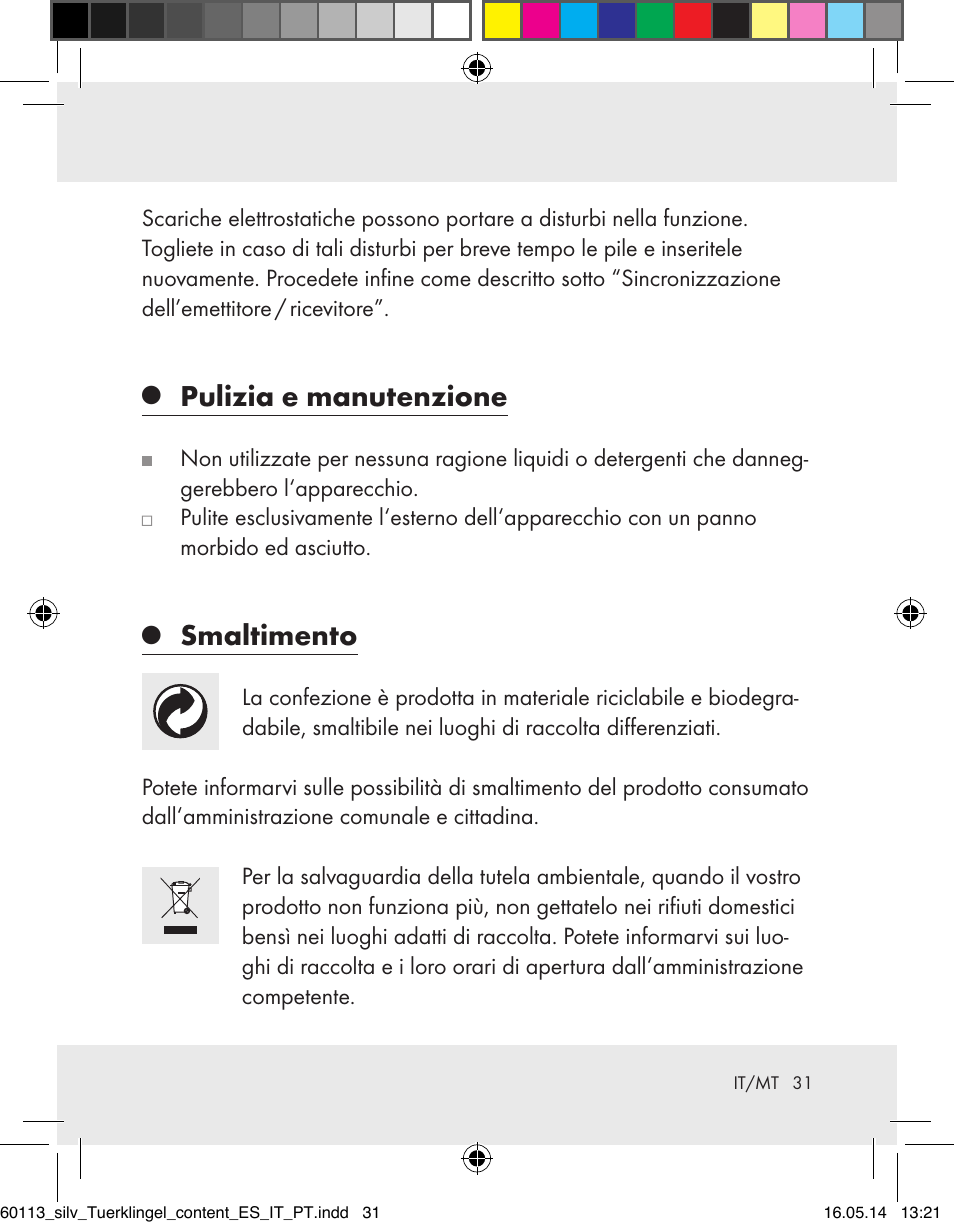 Pulizia e manutenzione, Smaltimento | Silvercrest Z32155 User Manual | Page 31 / 76