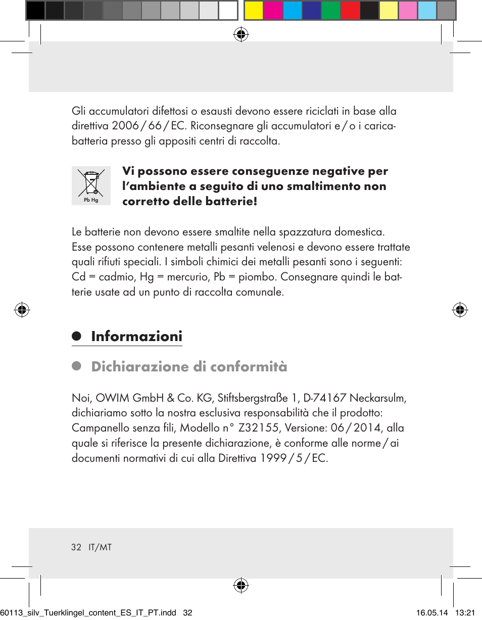 Informazioni, Dichiarazione di conformità | Silvercrest Z32155 User Manual | Page 32 / 76